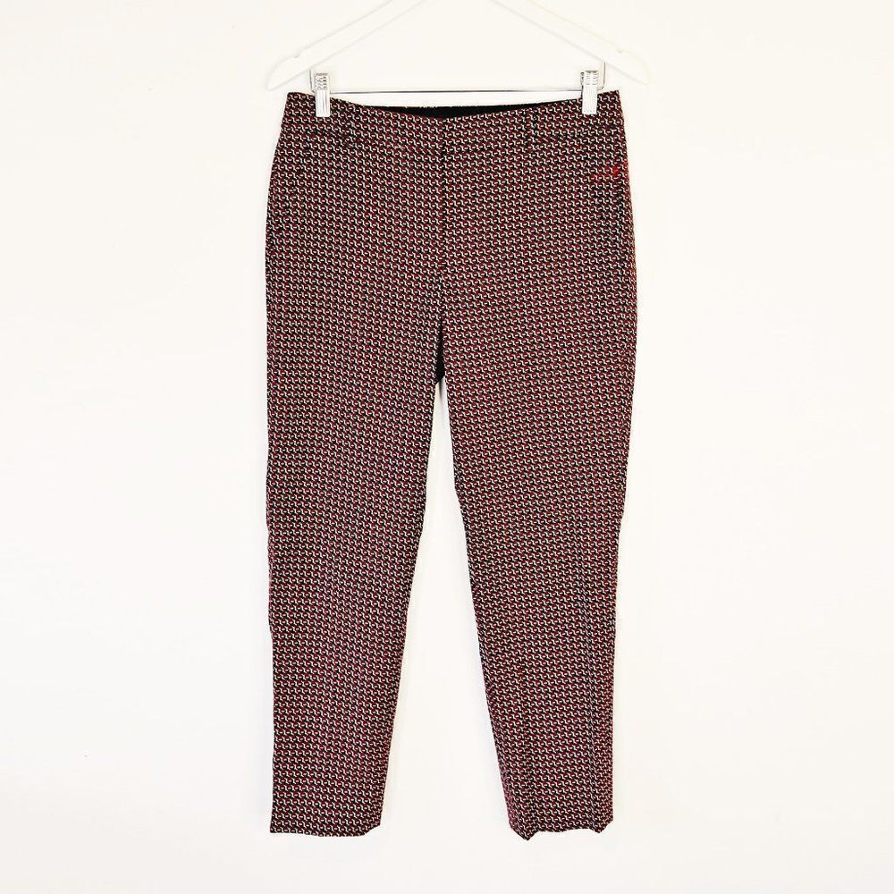 Judith & Charles Red Herringbone Skinny Dress Pants